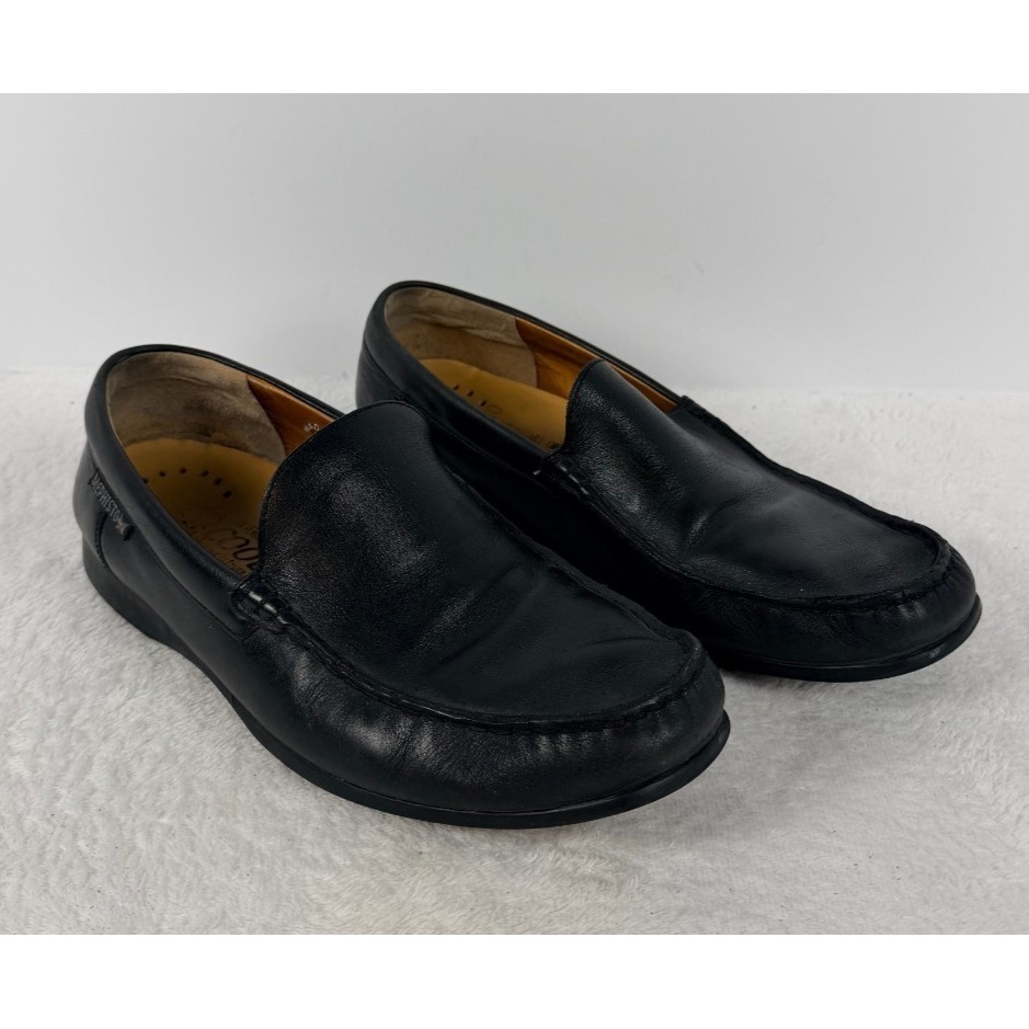 Mephisto Cool Air Black Leather Slip On Loafers Men's Us 9.5 Moc Toe Shoes